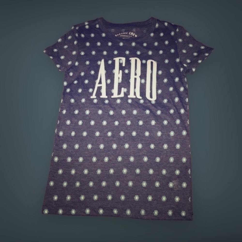 NWT Aeropostale AERO Logo Tee Navy Blue Dot Print Size S